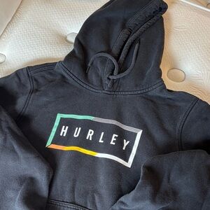 Hurley Black Hoodie with Multicolor Logo heavy fabric